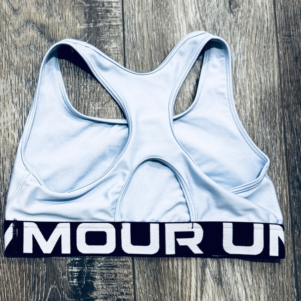 Under Armour HeatGear Authentics Mid Impact Branded Sports Bra Size Small - Picture 2 of 5